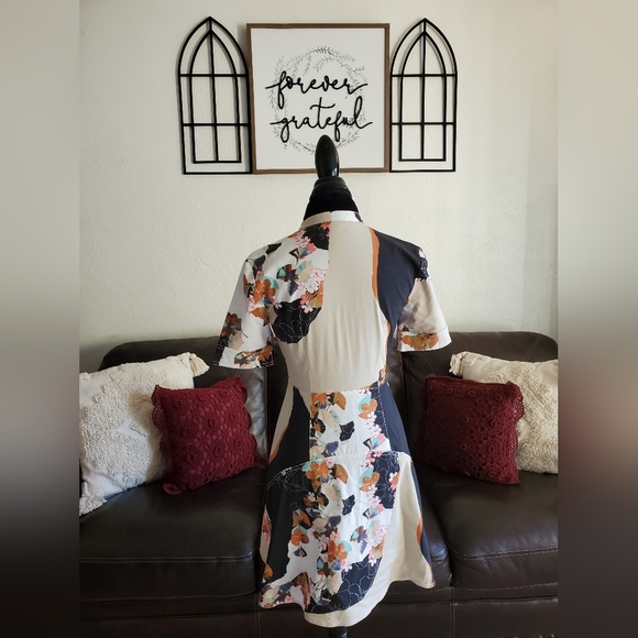 3.1 Philip Lim Target Multi Media Floral Boho Print Full Zip Dress Size XS Retro - Picture 3 of 11